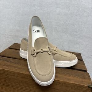 Söfft Tan Suede Fable Slip On Platform Loafer Chain Accent Women’s Size 9.5